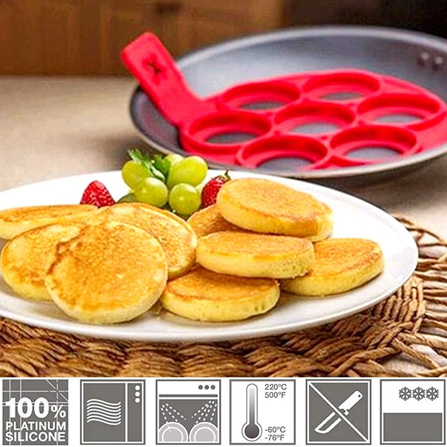 Silicone Non-Stick Pancake Maker Molds – Perfect Pancakes and More in Minutes