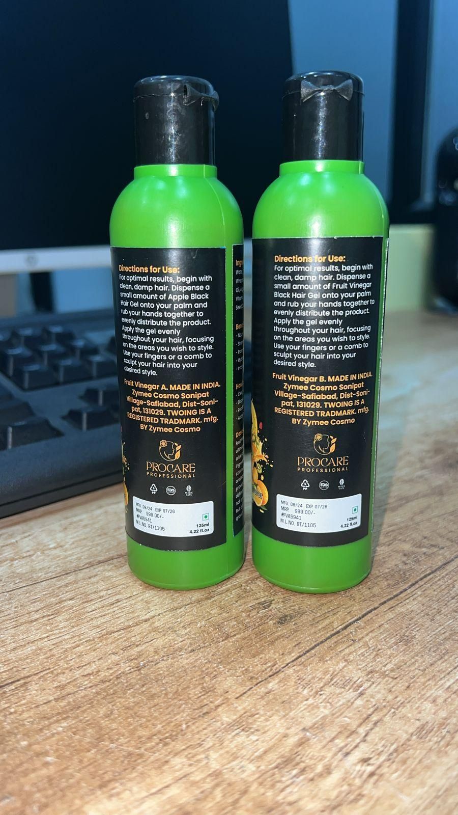 Fruit Vinegar Hair Color – Creamy Gel Formula (125ml, Pack of 2)