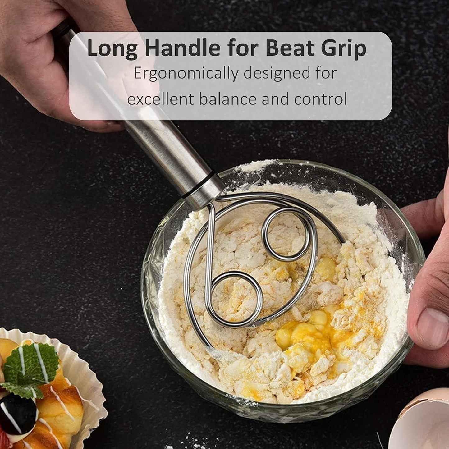 Dishwasher-Safe Danish Dough Whisk – Stainless Steel Bread Mixer for Effortless Dough Preparation