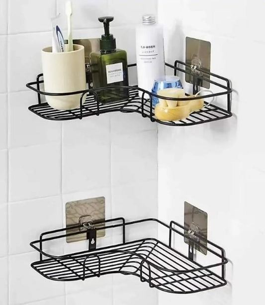 Stainless Steel Self‑Adhesive Corner Rack – Elegant Storage for Kitchen and Bathroom