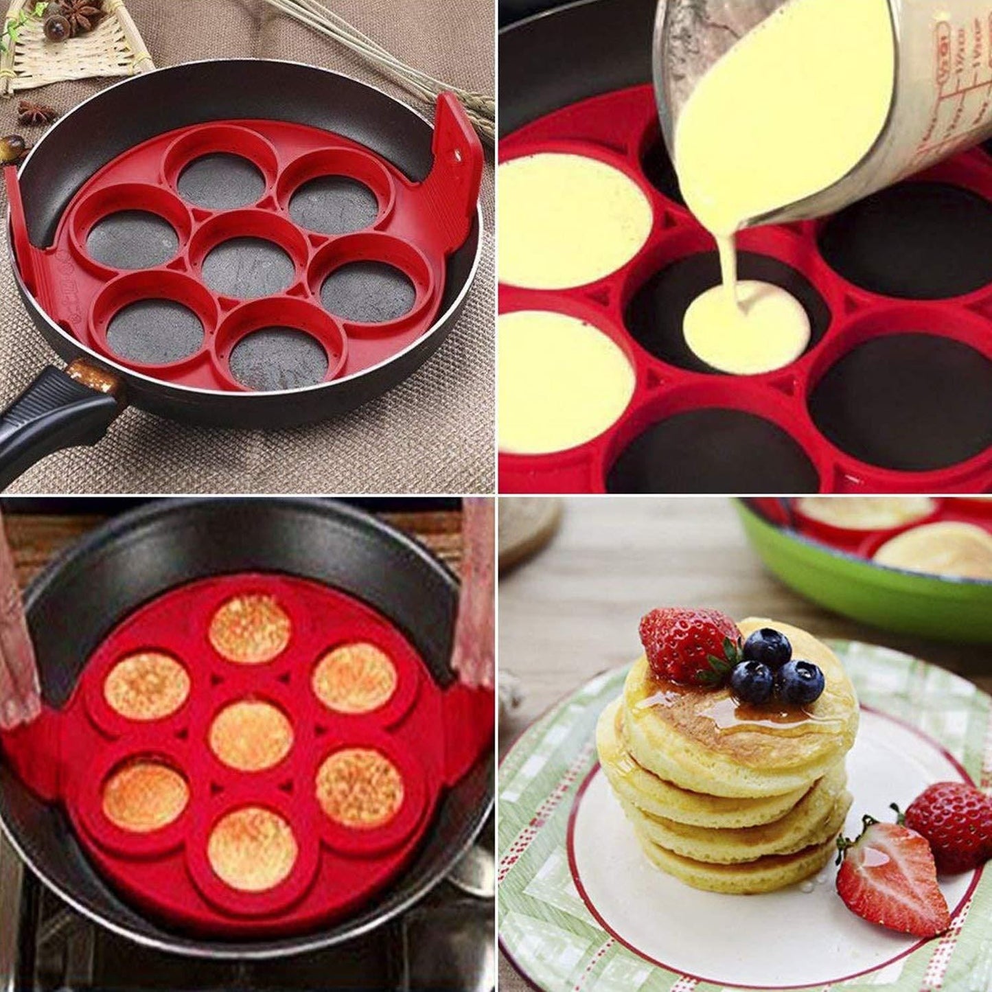 Silicone Non-Stick Pancake Maker Molds – Perfect Pancakes and More in Minutes