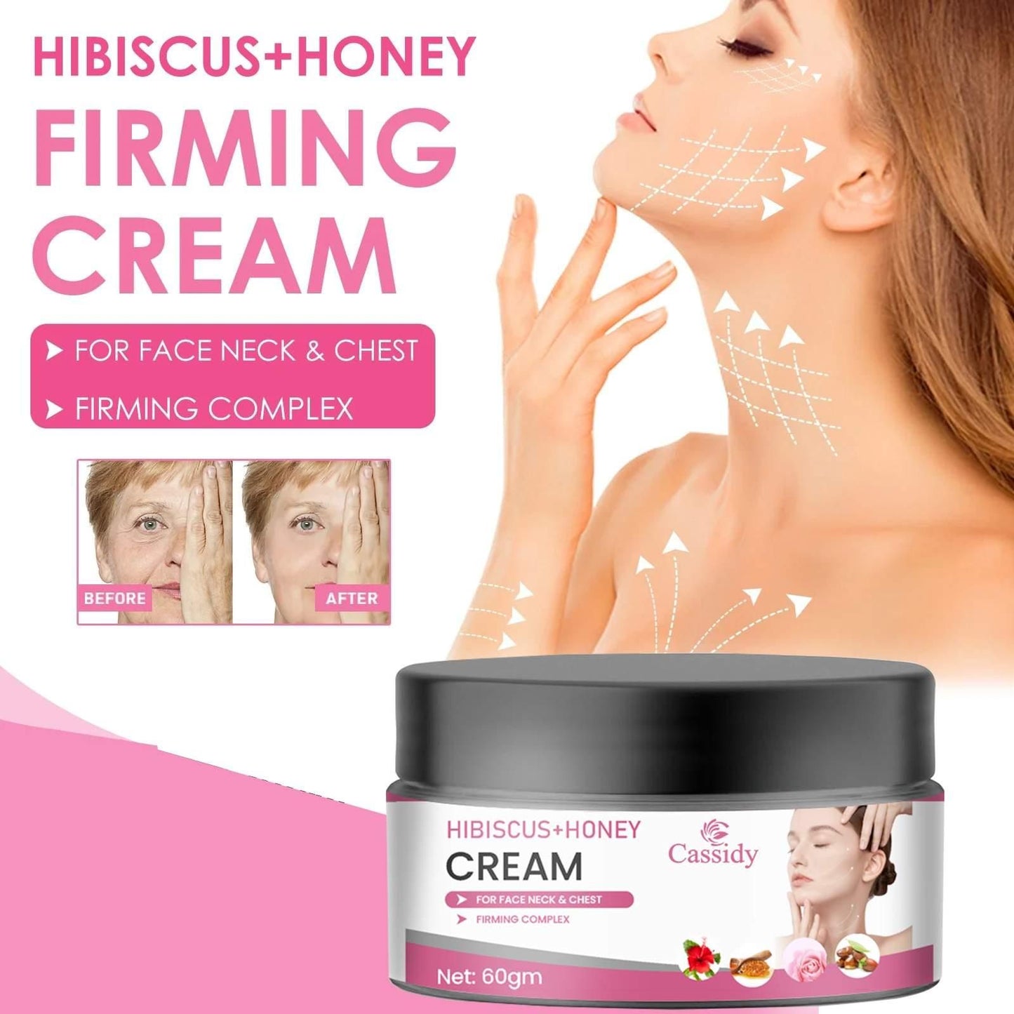 Cassidy Hibiscus & Honey Cream – 60g Daily Moisturizer for Face, Neck