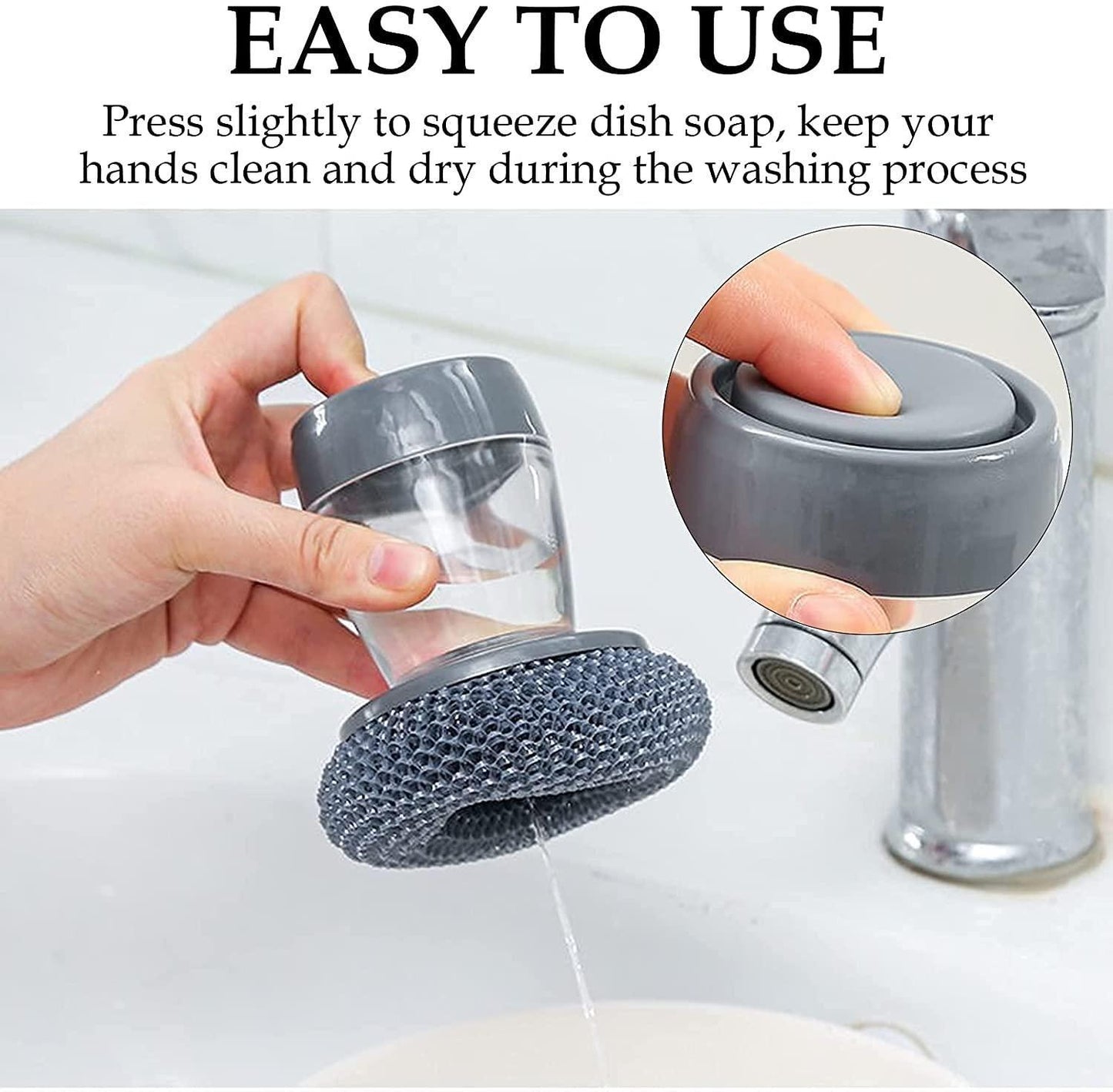 Kitchen Soap Dispenser Palm Brush (Pack of 2) – Effortless Cleaning in the Palm of Your Hand