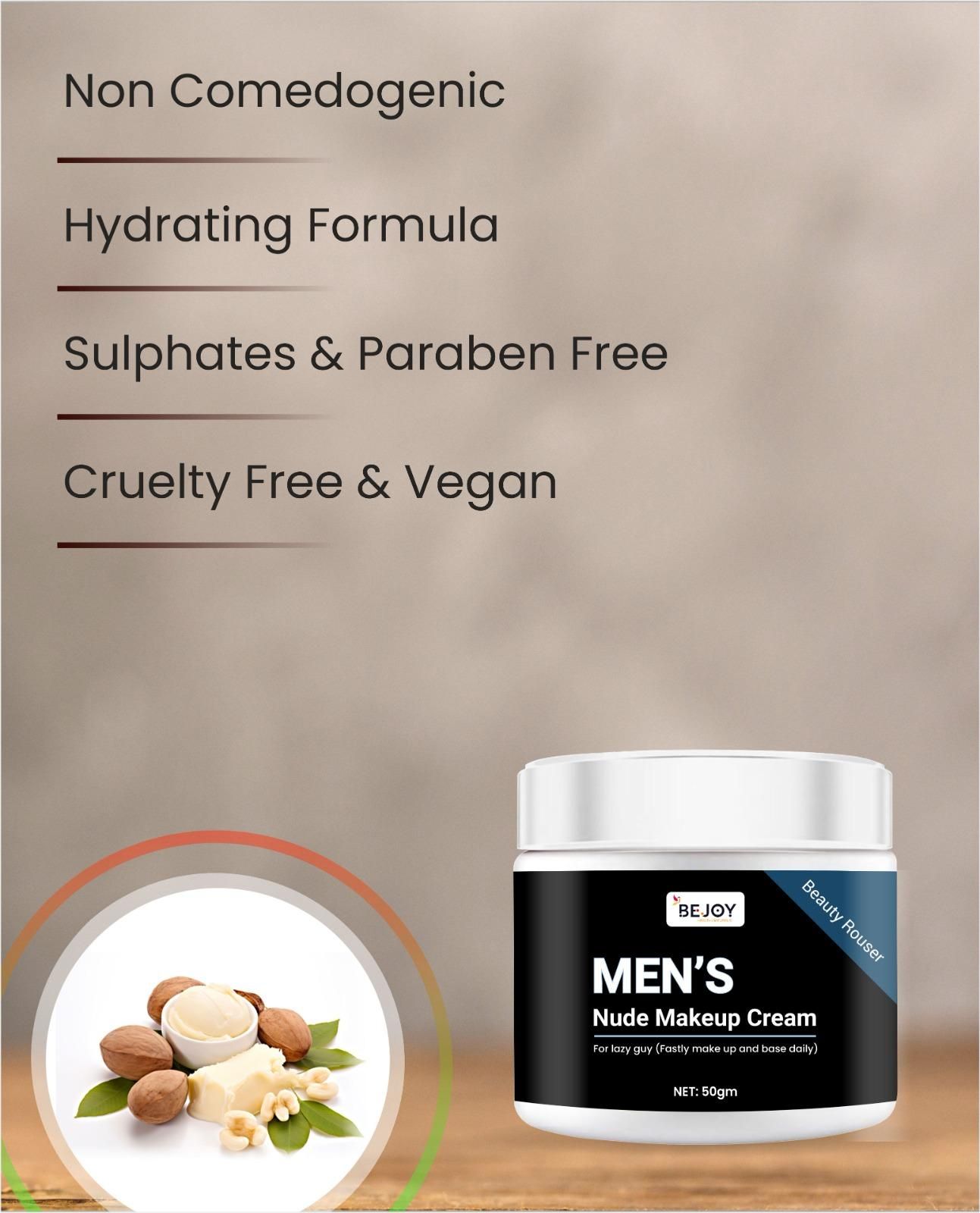 Men's Nude Makeup Cream – 50gm | Instant Skin Tone Enhancer & Oil Control Formula