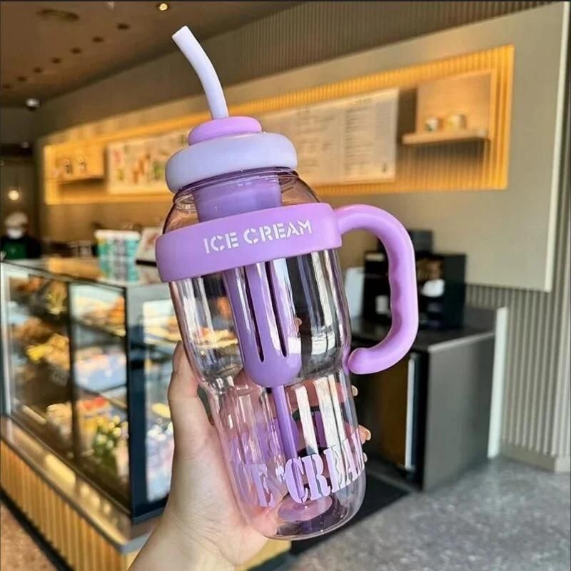 Water Bottle with Handle and Straw – 1000ml Leak-Proof BPA-Free Bottle